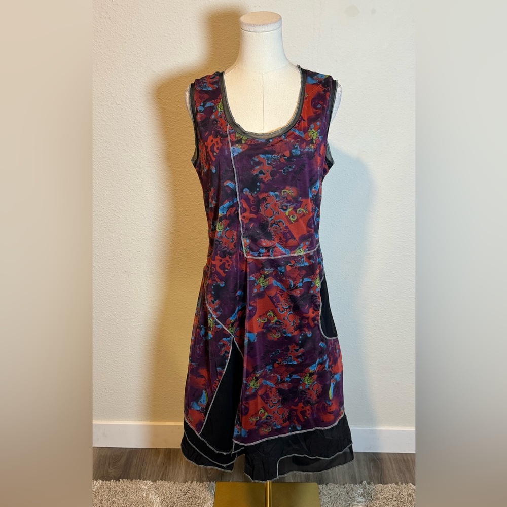 NWT Dolcezza Colorful Abstract Print Dress size Large - Picture 1 of 12